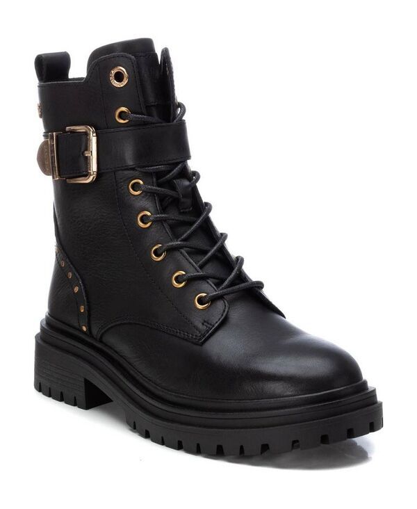 キシタイ レディース シューズ ブーツ・レインブーツ レザー XTI Womens Casualeather Combat Booties Carmela Collection Black ブラック