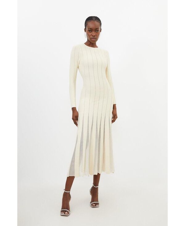 カレンミレン レディース トップス ワンピース ミディ スカート ニット Karen Millen Womens Filament Full Skirt Knit Midi Dress Pale bl