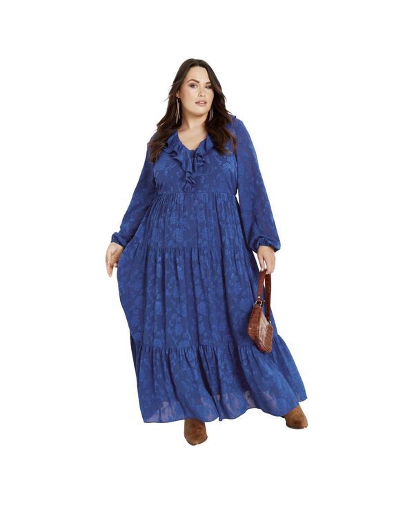 アベニュー レディース トップス ワンピース フリル AVENUE Womens Desi Ruffle Dress Dark sapphire サファイア