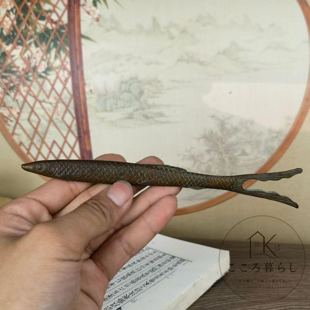 銅 細工 茶道具 魚鱗紋銅壺叉 工芸品 美術品 置物 - メルカリ