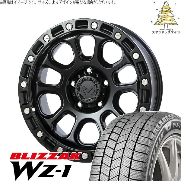 パジェロミニ 195/65R16 スタッドレスタイヤ ホイール 4本セット | ブリヂストン ブリザック WZ-1 × トライスター MKW M204 ブラックキャット 16インチ 7J +35 5穴114.3 134,269円