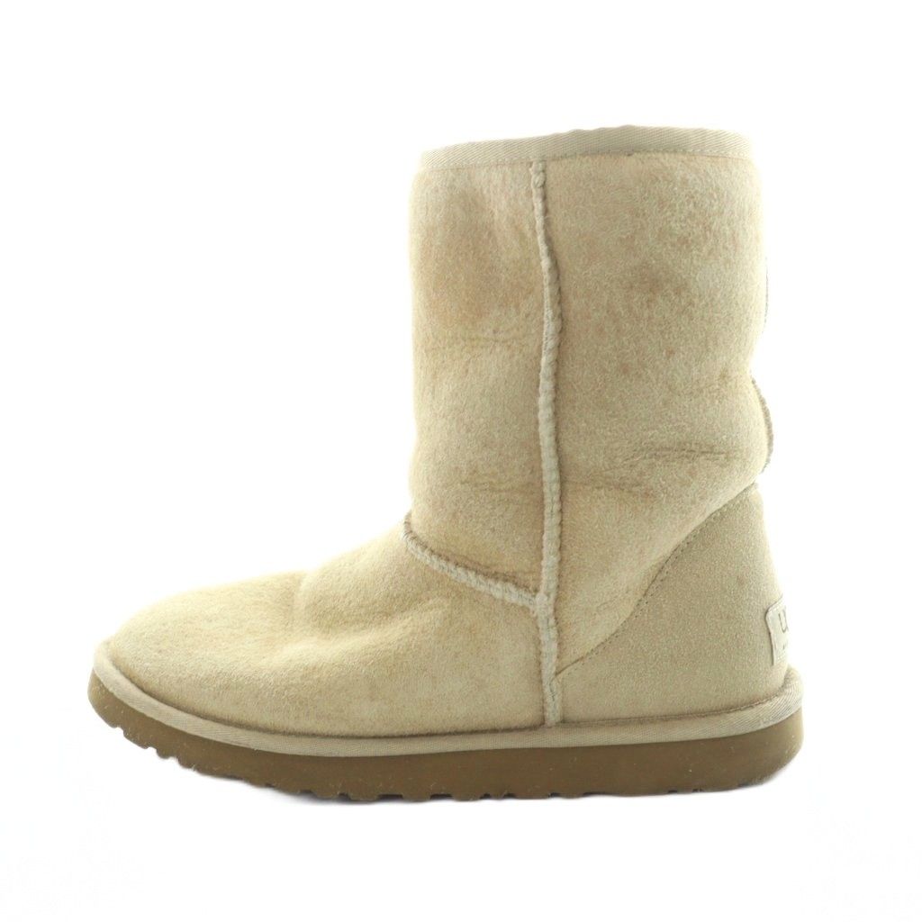 UGG 오스트레일리아 5800 무톤 부츠 쇼트 로고 스웨이드 M7 25cm 베이지 ■GY03 /MQ