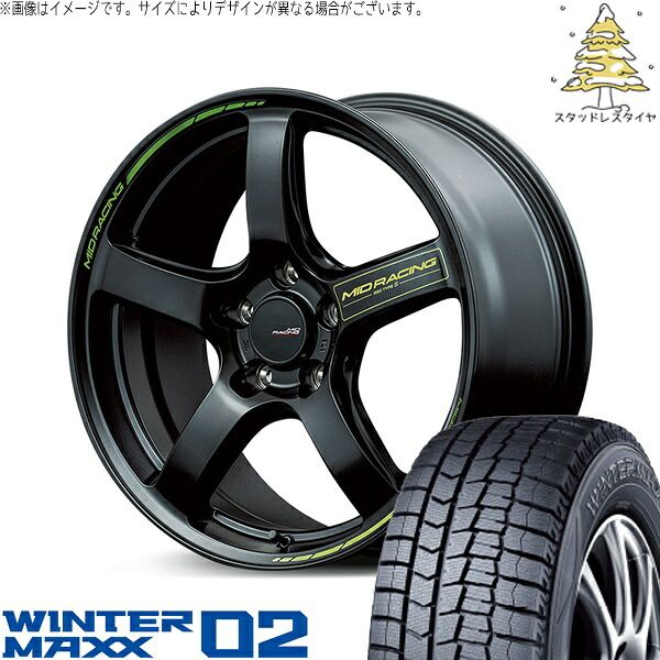 ZR-V クロストレック 215/60R17 スタッドレスタイヤ ホイール 4本セット | ダンロップ ウィンターマックス02 × エムアイディー MIDレーシング R50 タイプS セミグロスブラック 17インチ 7J +48 5穴114.3 104,499円