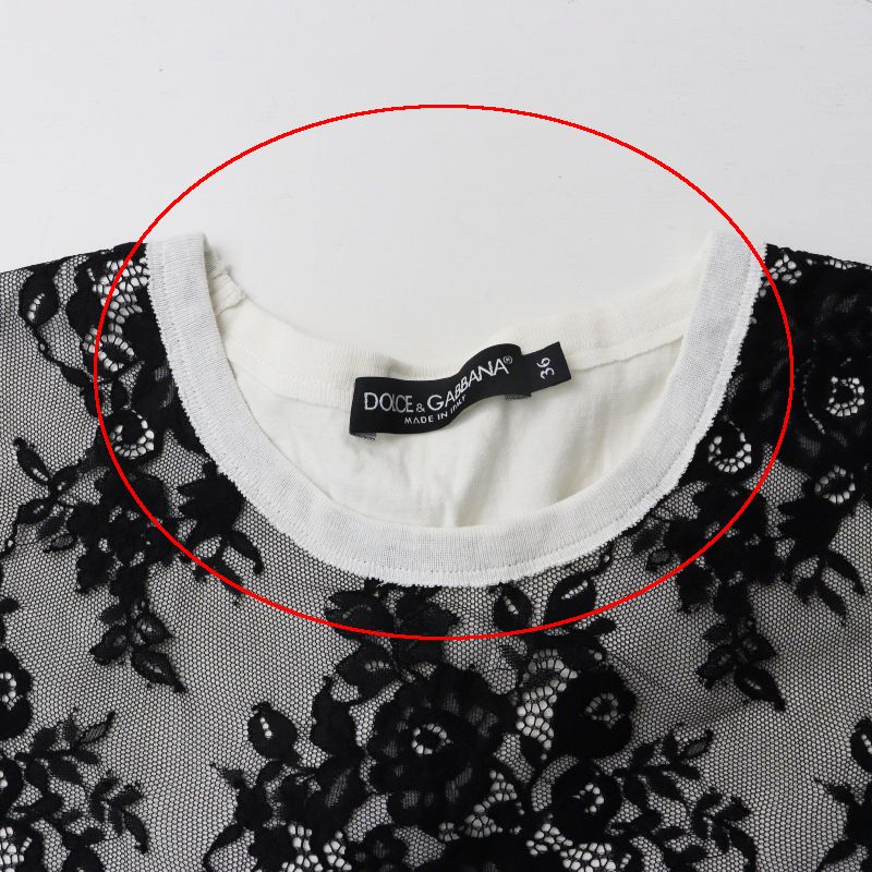 DOLCE & GABBANA ドルチェアンドガッバーナ フラワーレース切替半袖T