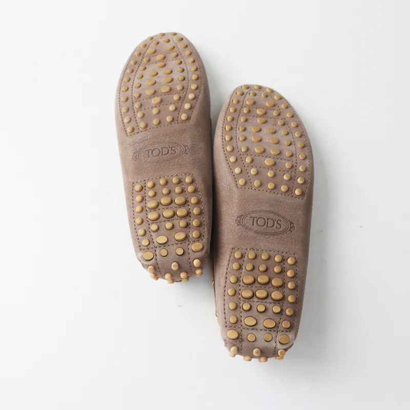 トッズ TOD'S レザーモカシン ドライビングシューズ 36 グレー系