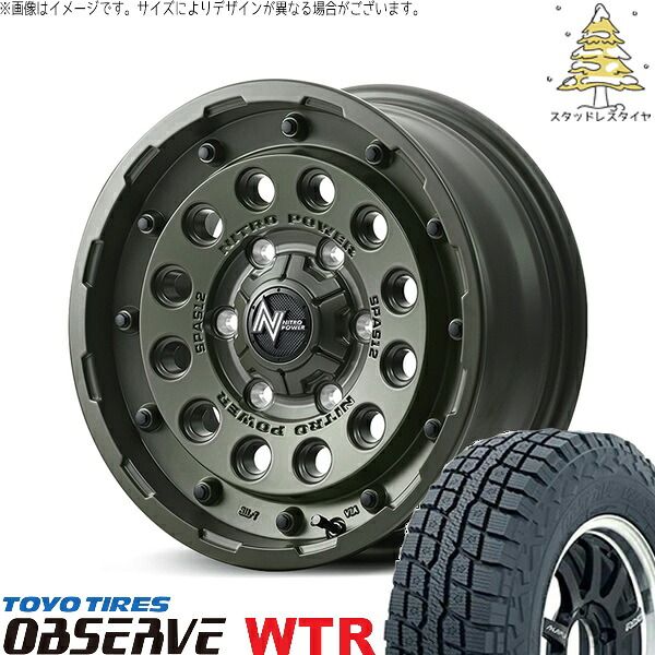 デリカD5 アウトランダー 225/70R16 スタッドレスタイヤ ホイール 4本セット | トーヨータイヤ オブザーブ W/T-R × エムアイディー ナイトロパワー H12 ショットガン セミグロスODグリーン 16インチ 7J +40 5穴114.3