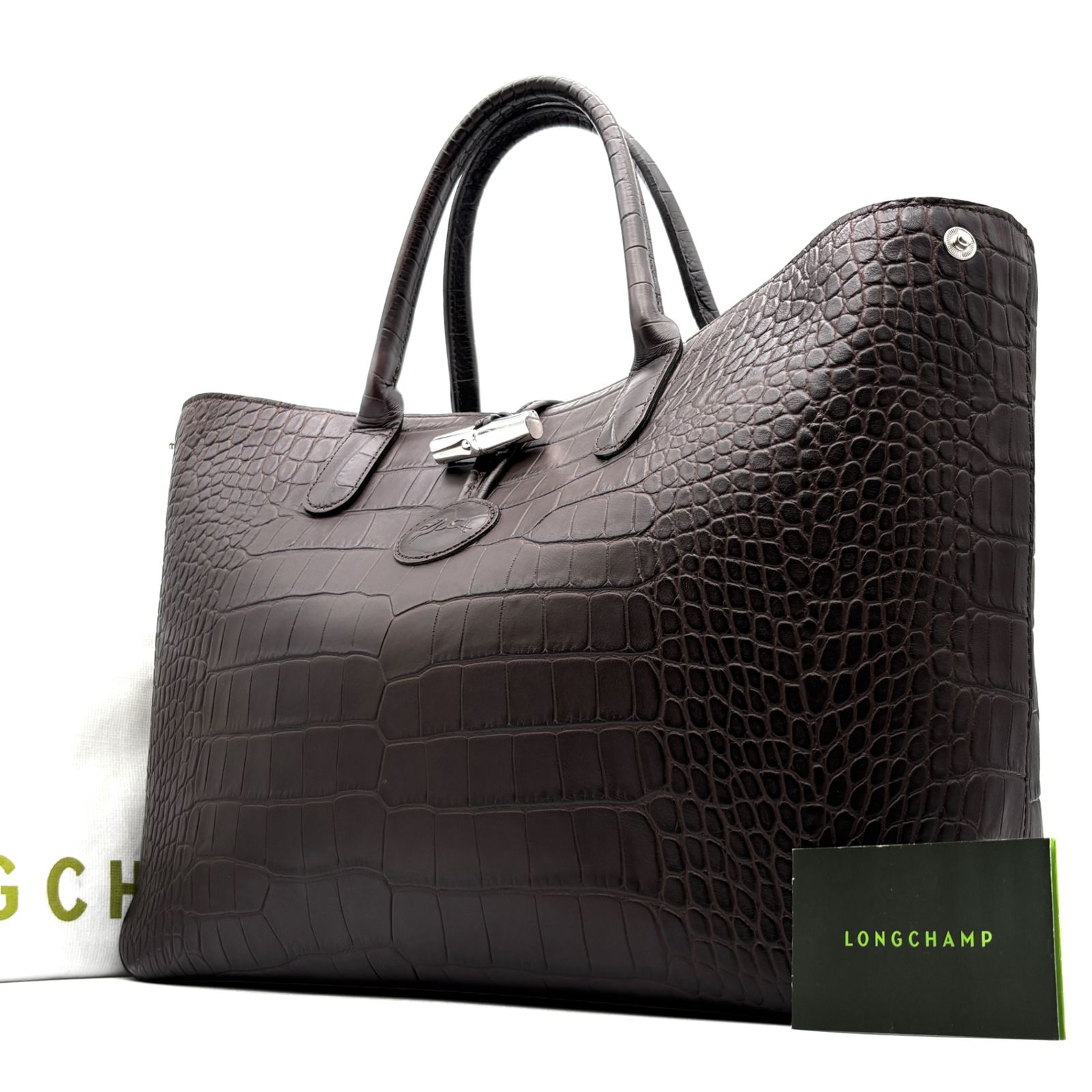 極美品 LONGCHAMP ロンシャン ロゾ トートバッグ ハンドバッグ クロコ