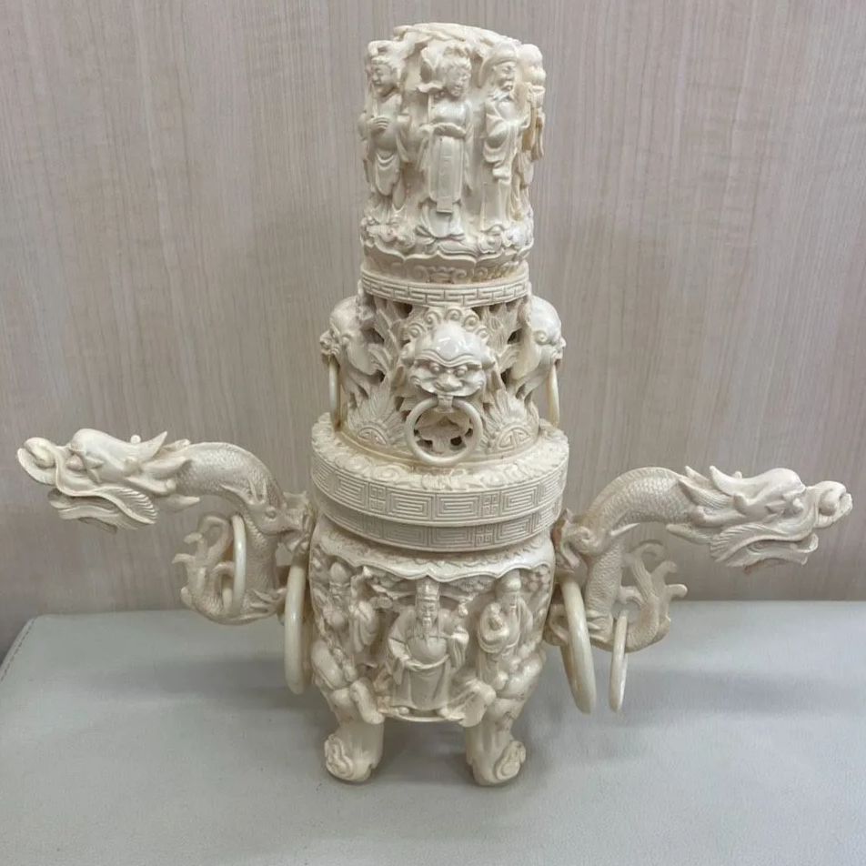 ✨インテリア✨】中国美術 骨董品 白 装飾用 香炉 昭和レトロ