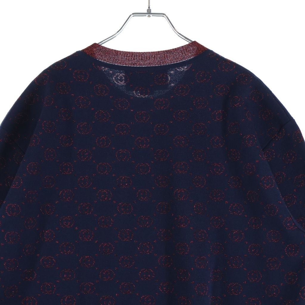 GUCCI インターロッキングG 半袖ニット　ネイビー　レッド　ラメ GUCCI インターロッキングG 半袖ニット ネイビー レッド ラメ GUCCI