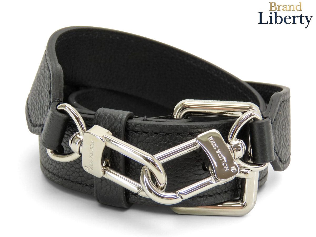 【新品同様】ルイヴィトン LOUIS VUITTON トリヨンレザー 調整可能 ショルダーストラップ ブラック シルバー金具 レザー