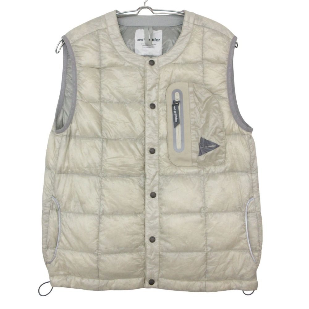 and wander & wonder down vest diamond stitch vest zipper pocket nylon down white 00 [XS] men's [pre]