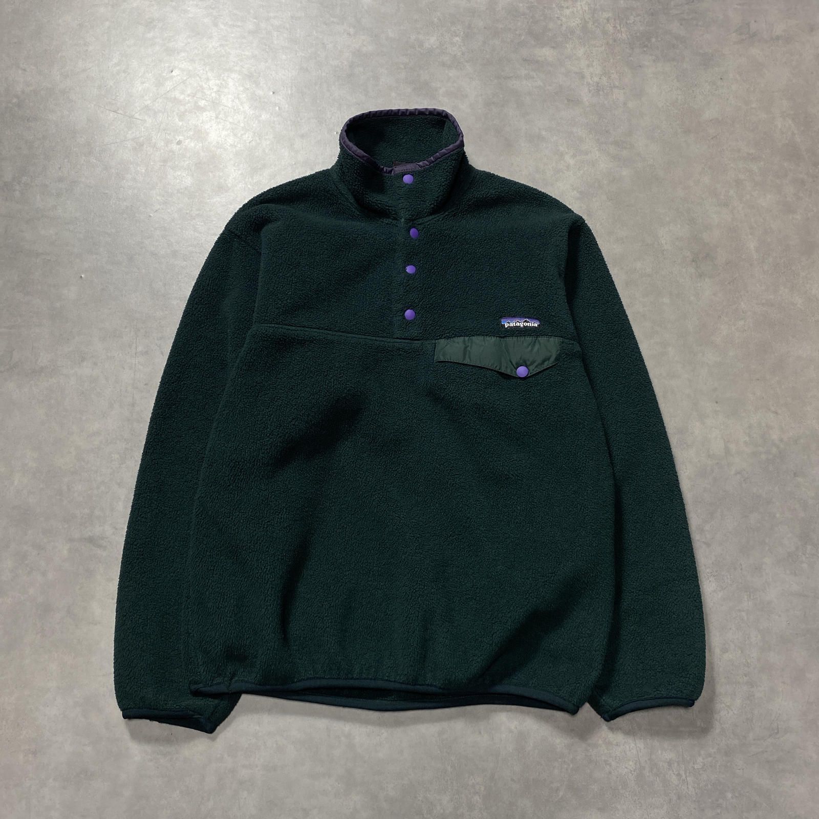 GQ6644◇patagonia : ジャマイカ製 90’s スナップT プルオーバー◇S◇緑系 パタゴニア フリース ヴィンテージ