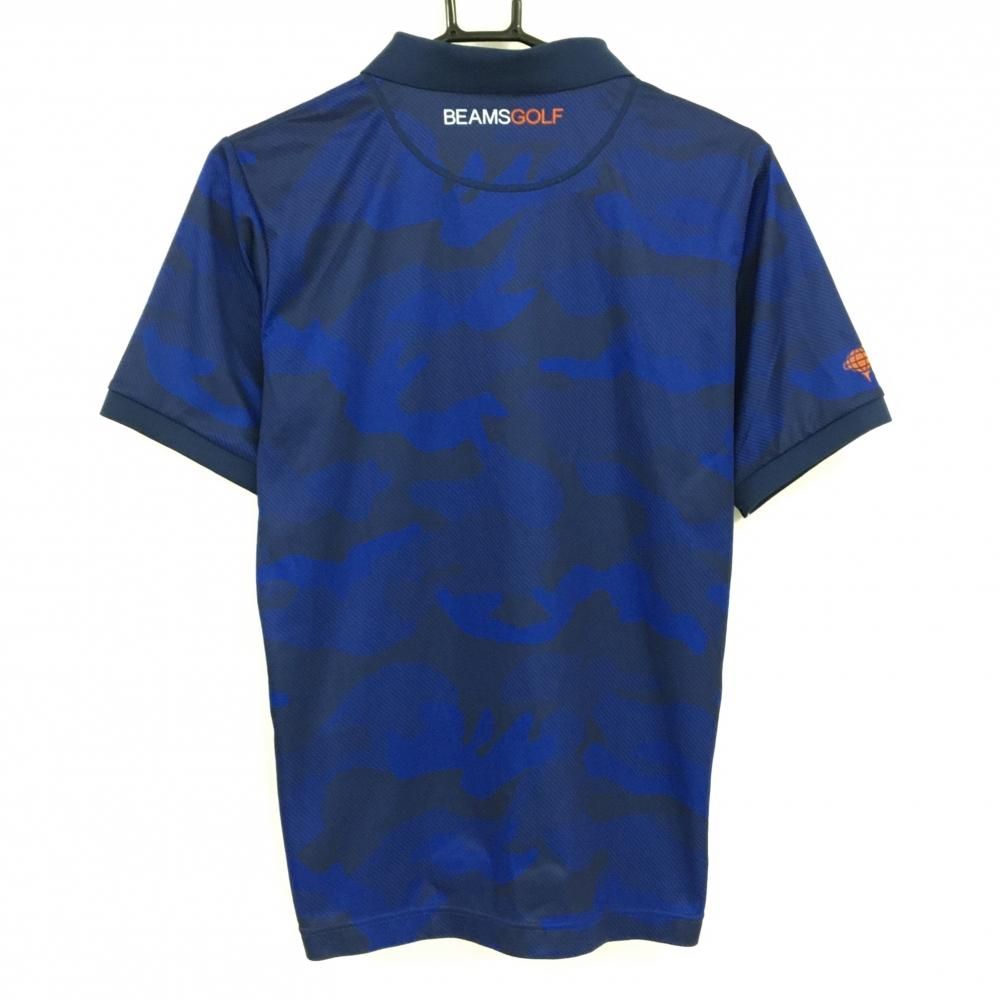 BEAMS GOLF ビームスゴルフ 迷彩カモフラ 半袖ポロシャツ メンズM 美品】ビームスゴルフ 半袖ポロシャツ ネイビー カモフラ 迷彩 メンズ