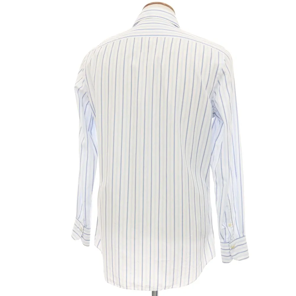 中古】フィナモレ Finamore コットン ストライプ ワイドカラー ドレス