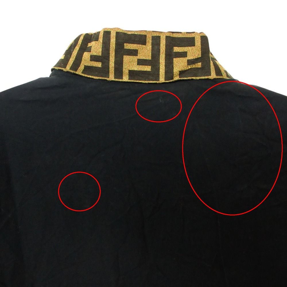 FENDI フェンディ 長袖シャツ ズッカ柄 FF シルク 切替 FS0751 A4S6