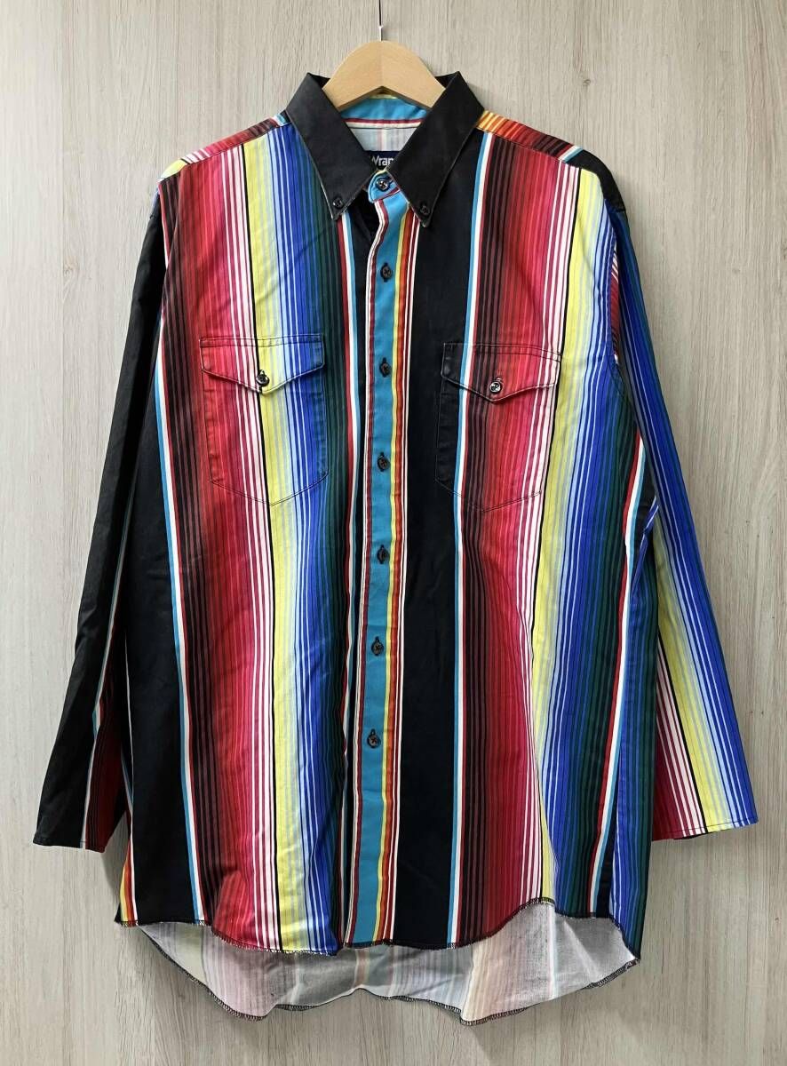 Wrangler ラングラー 90s ストライプ ボタンダウン 長袖シャツ ヴィンテージ COWBOY CUT REGULAR FIT サイズ16 1/2-35 マルチカラー