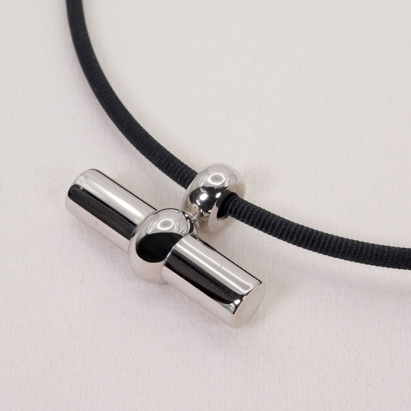 美品 エルメス グレナン チョーカー ブラック×シルバー HERMES