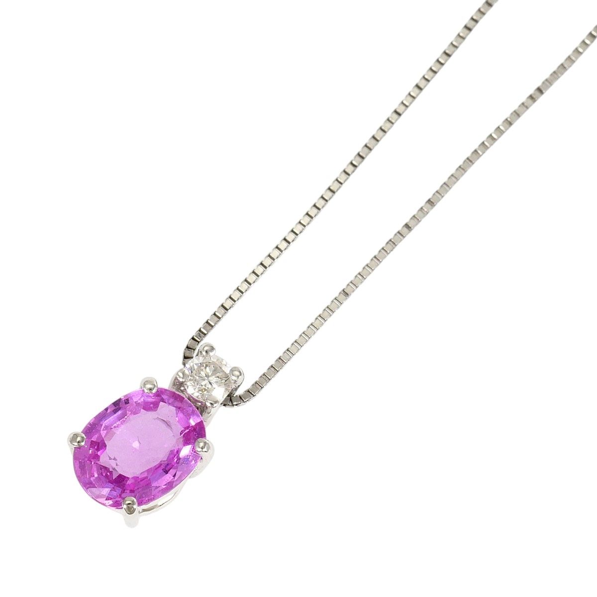 PT900/プラチナ PT850/プラチナ ネックレス ピンクサファイア 1.06ct