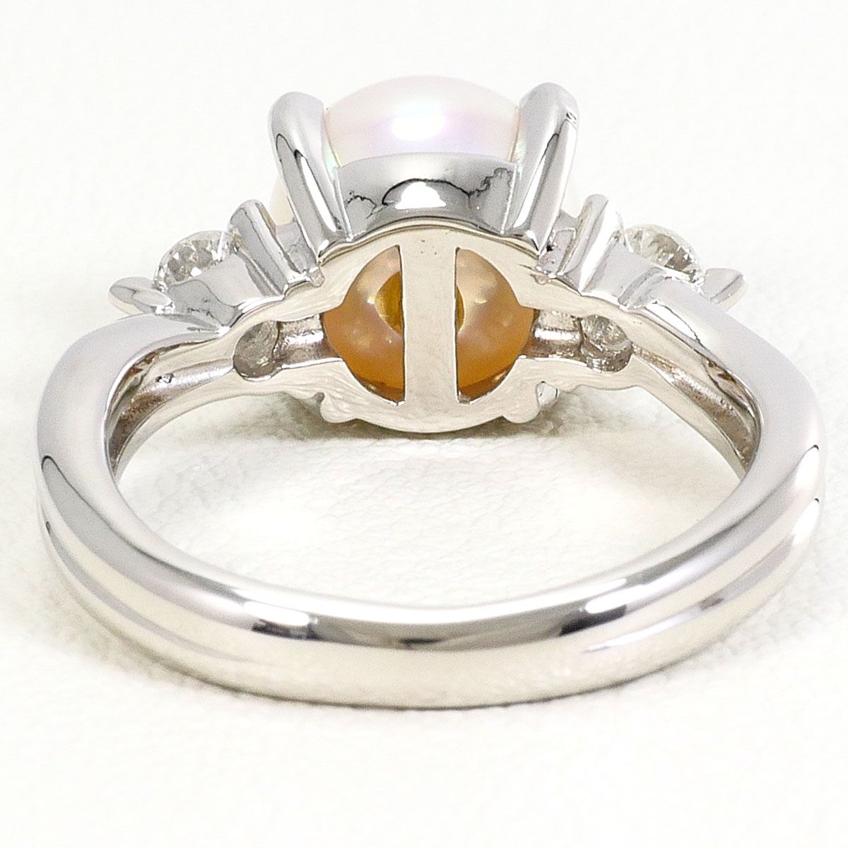 PT900/プラチナ リング・指輪 9号 パール（真珠） ダイヤモンド 0.19ct