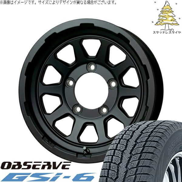 JB64 JB23 JA22 JA12 175/80R16 スタッドレスタイヤ ホイール 4本セット | トーヨータイヤ オブザーブ Gsi-6 × ホットスタッフ マッドクロス レンジャー マットブラック 16インチ 5.5J +20 5穴139.7