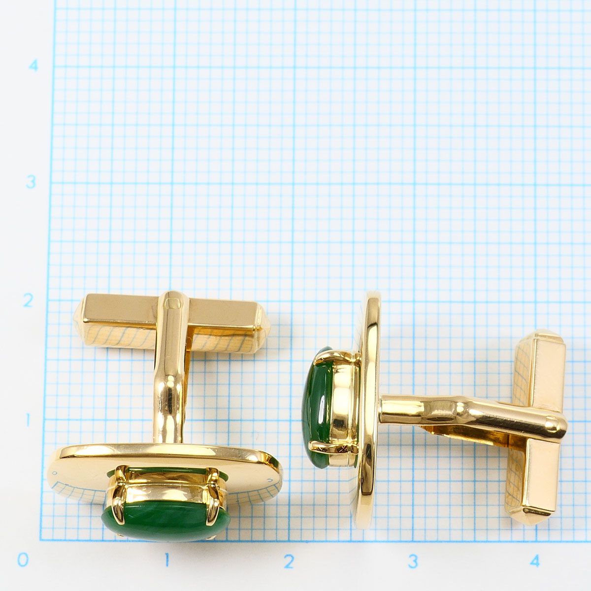 K18YG カフス 天然ヒスイ(ジェーダイト) カード鑑別書 総重量約18.4g