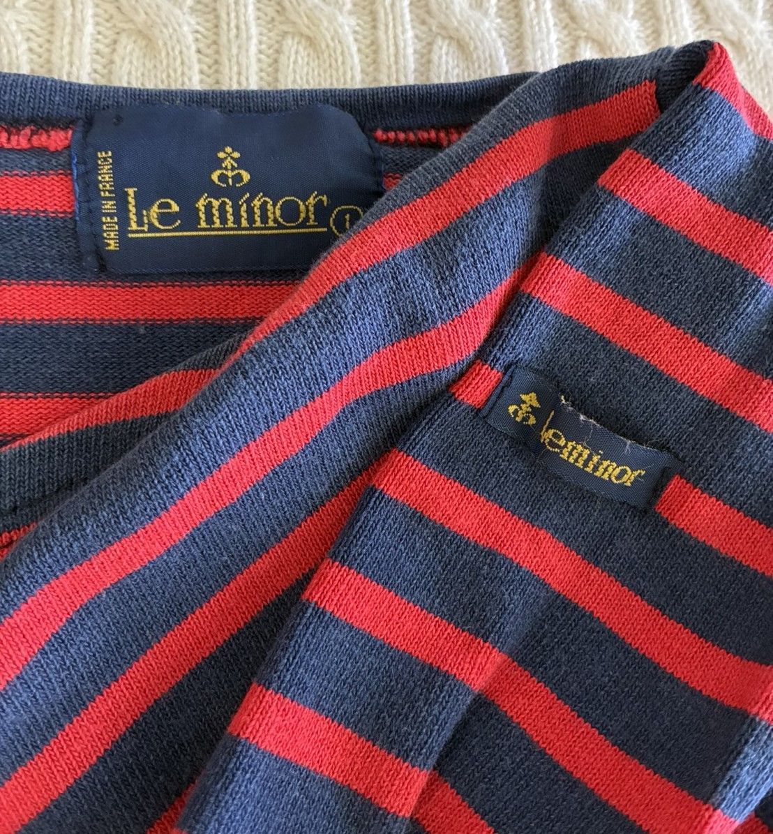 中古☆Le minor ルミノア ボーダー 長袖カットソー フランス製 紺×赤