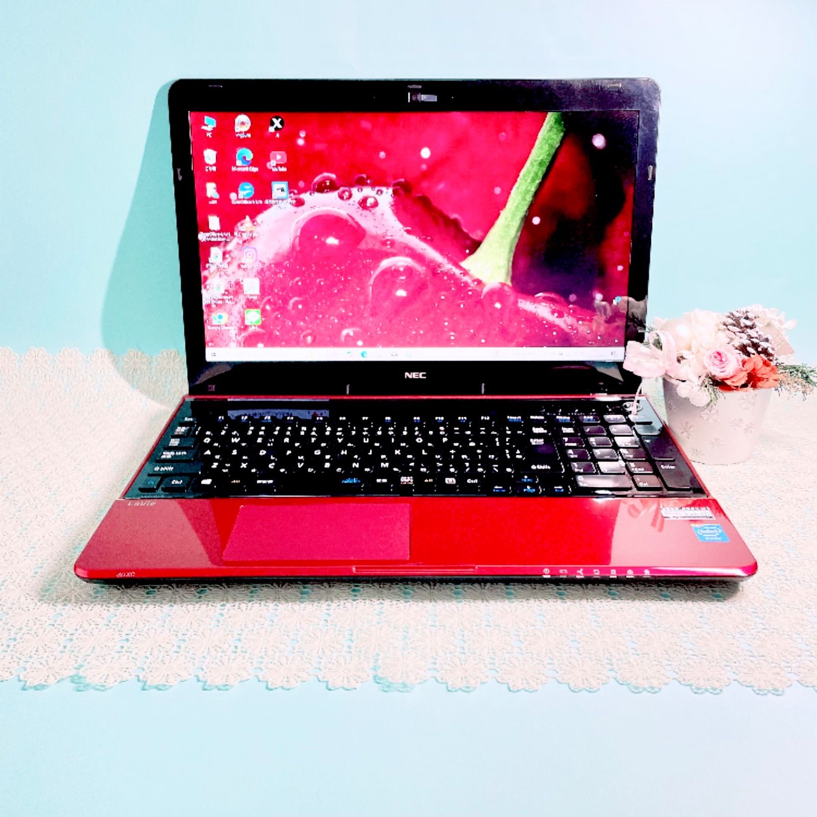 おしゃれ艶々レッド❣️NECノートパソコン✨️たっぷり大容量750GB WEB