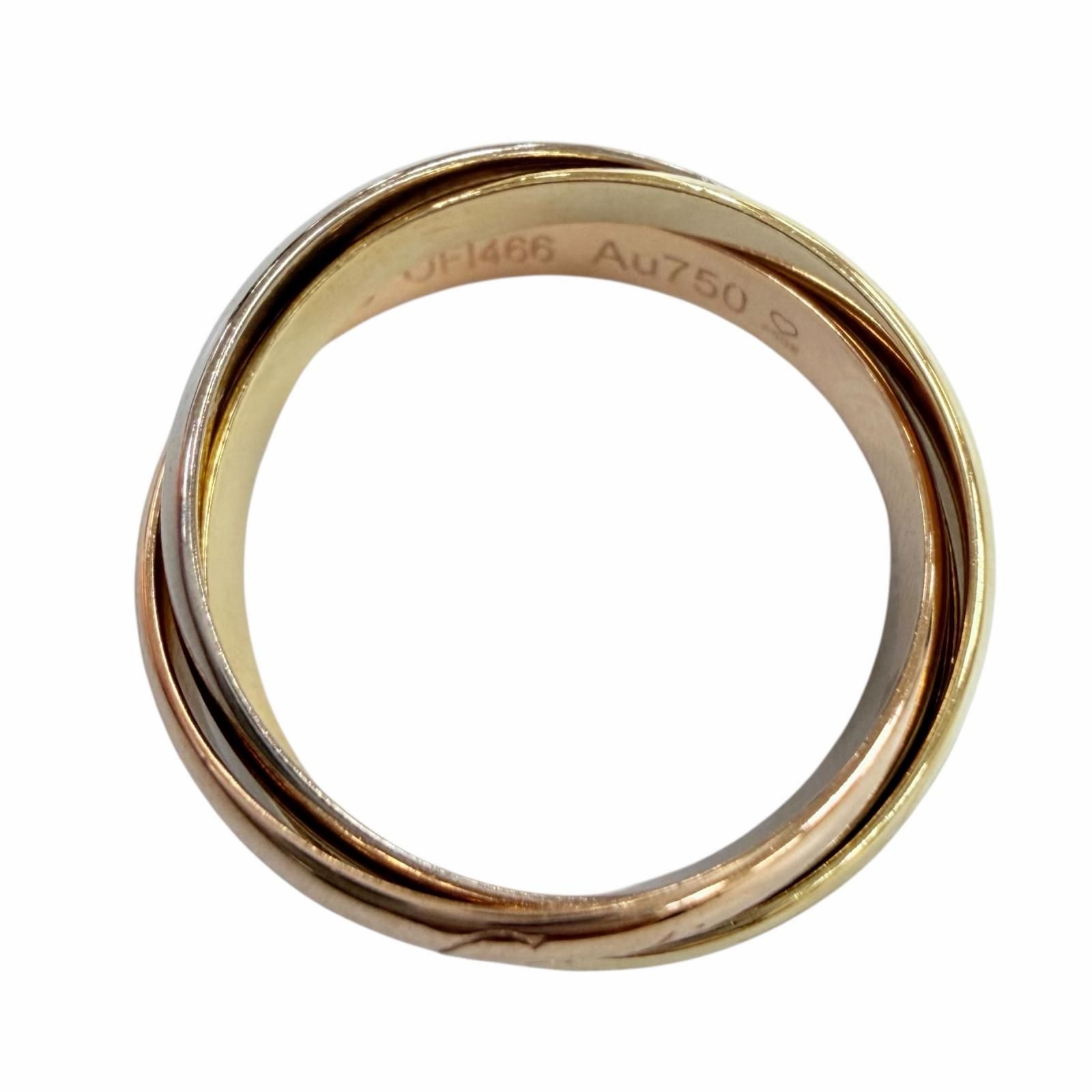 極美品✨ カルティエ リング トリニティ クラシック AU750 #50 極美品☆Cartier カルティエ トリニティ リング SM AU750 イエロー
