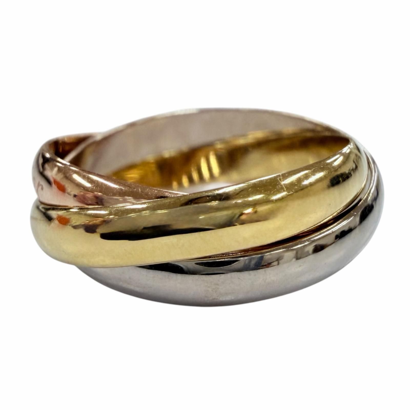 極美品✨ カルティエ リング トリニティ クラシック AU750 #50 極美品☆Cartier カルティエ トリニティ リング SM AU750 イエロー