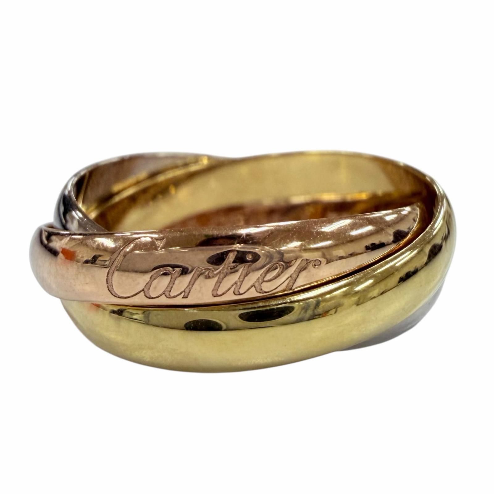 極美品☆Cartier カルティエ トリニティ リング SM AU750 イエロー