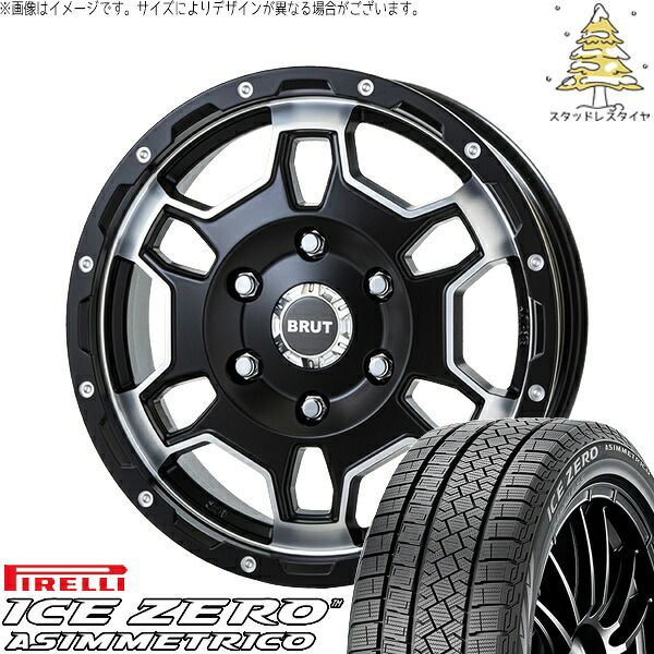 ハイエース専用 215/65R16 スタッドレスタイヤ ホイール 4本セット | ピレリ アイスゼロアシンメトリコ × トライスター ブルート BR-66 ミリタリーブラック 16インチ 6.5J +38 6穴139.7