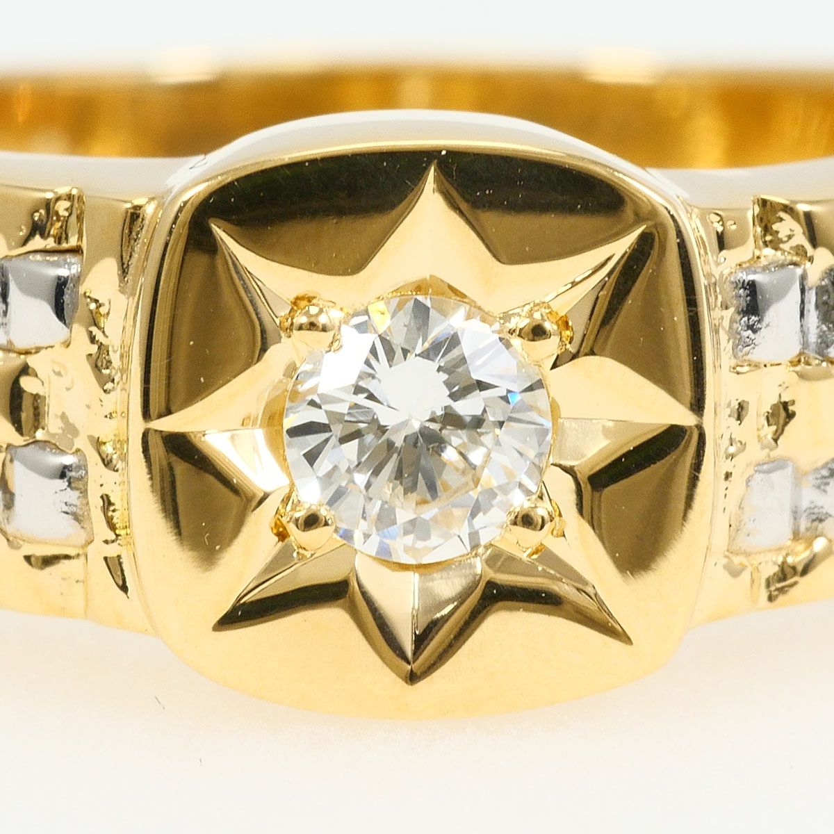PT900/プラチナ K18YG リング・指輪 20号 ダイヤモンド 0.17ct 鑑別書