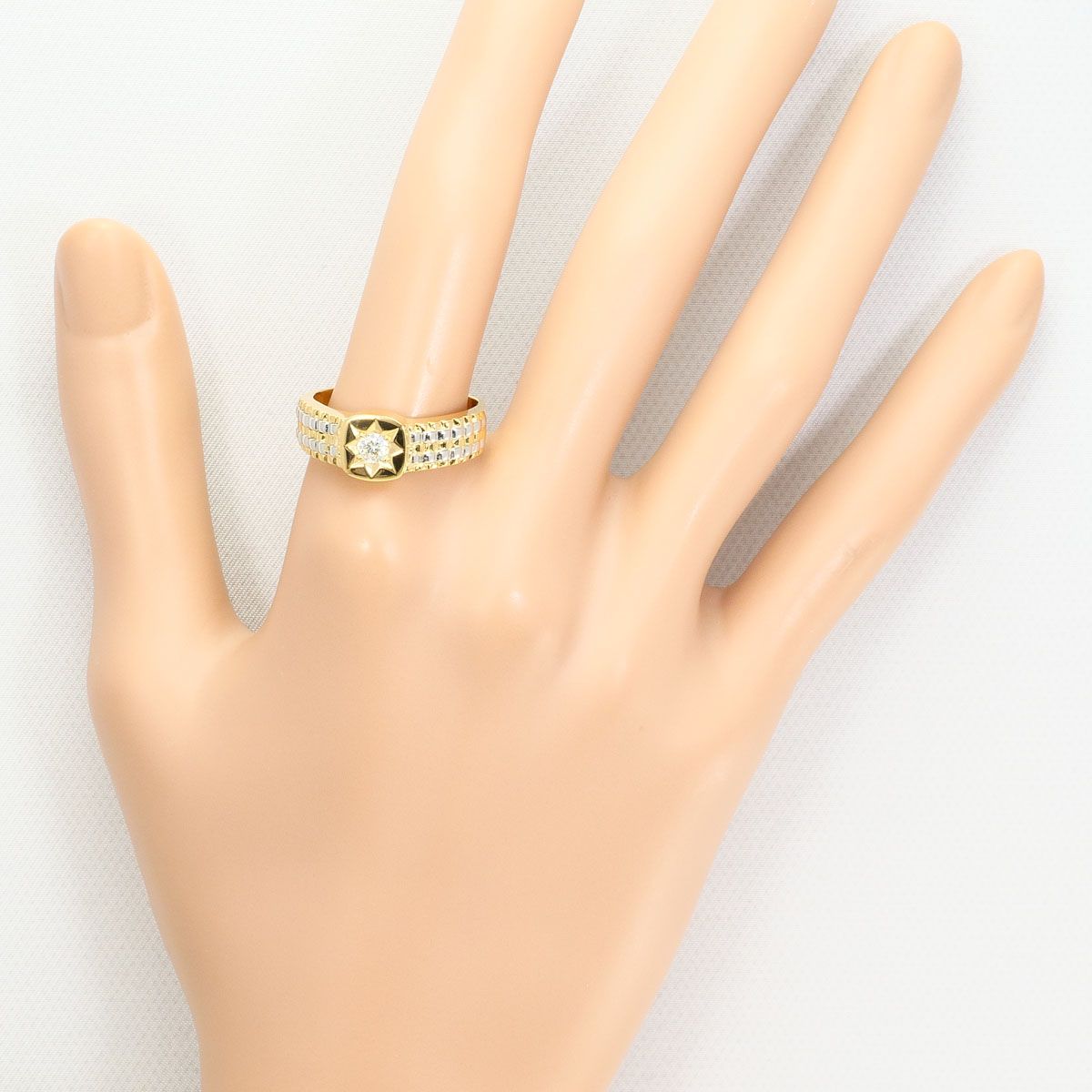 PT900/プラチナ K18YG リング・指輪 20号 ダイヤモンド 0.17ct 鑑別書