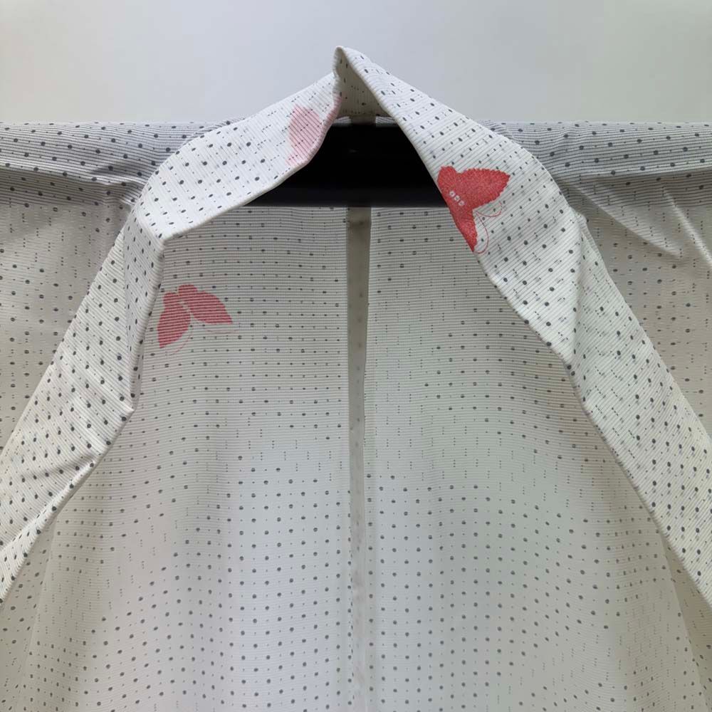 小紋 夏 絽 夏用 洗える着物 裄62cm 身丈151cm 花柄 お洒落着 普段着