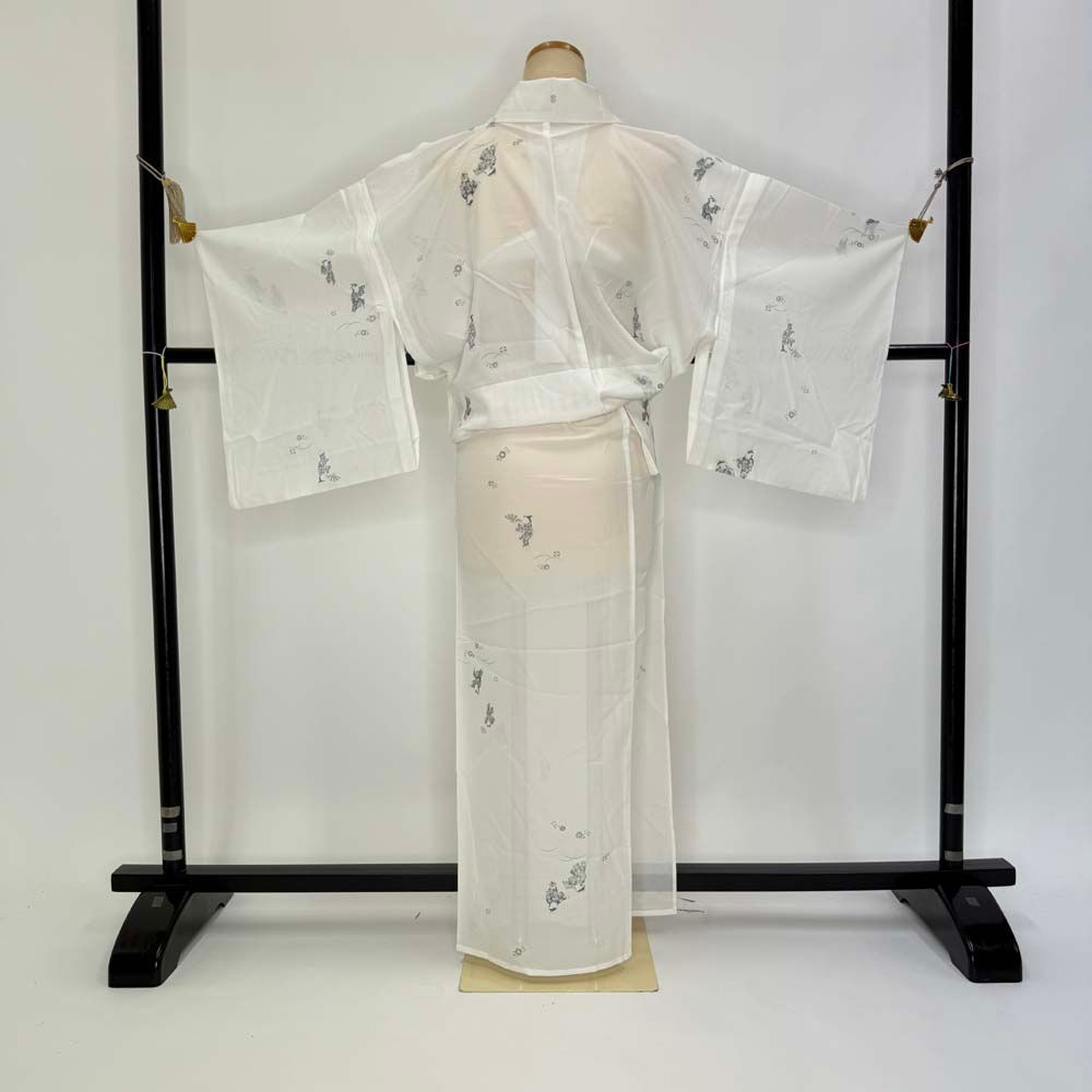 小紋 夏 絽 幅広 大きい 夏用 洗える着物 裄62.7cm 身丈155.5cm お洒落