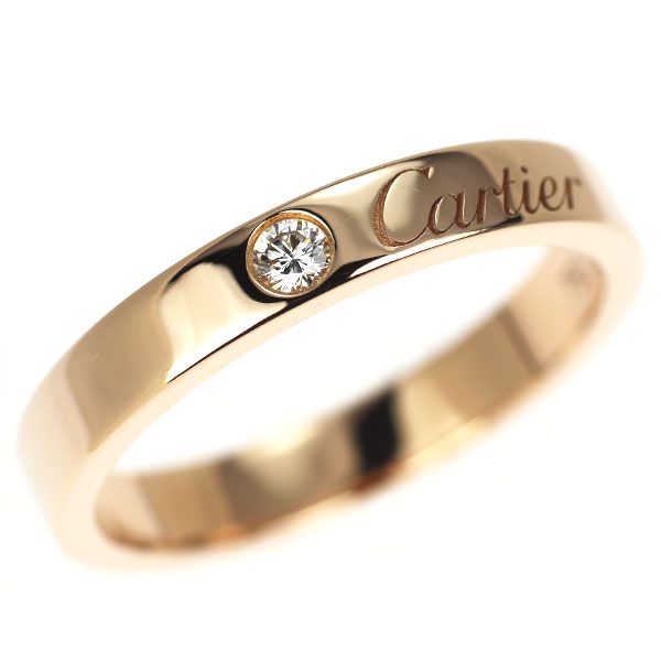 カルティエ Cドゥ エングレーブド ダイヤモンド リング 750 K18 現行品 カルティエ K18PG ダイヤモンド リング Cドゥ エングレーブド 50号