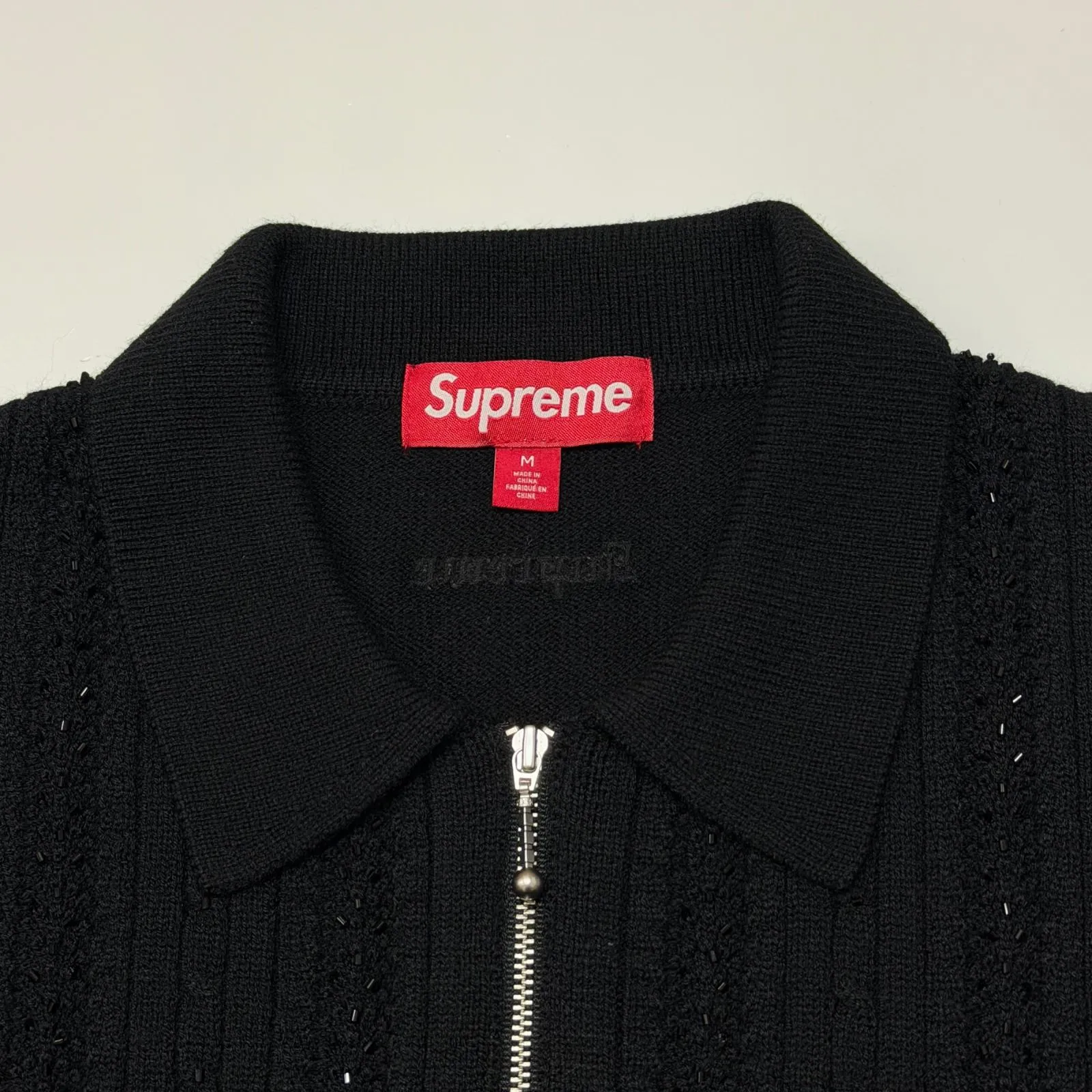 国内正規 Supreme 26SS Beaded Zip Polo ニットポロシャツ