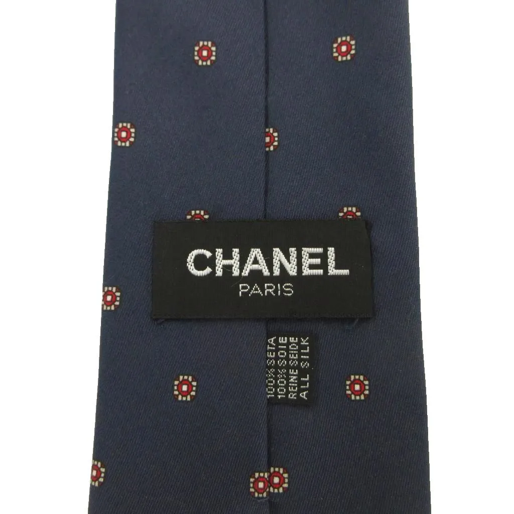 シャネル CHANEL ネクタイ 絹 シルク レギュラータイ 小紋柄 総柄 ココ