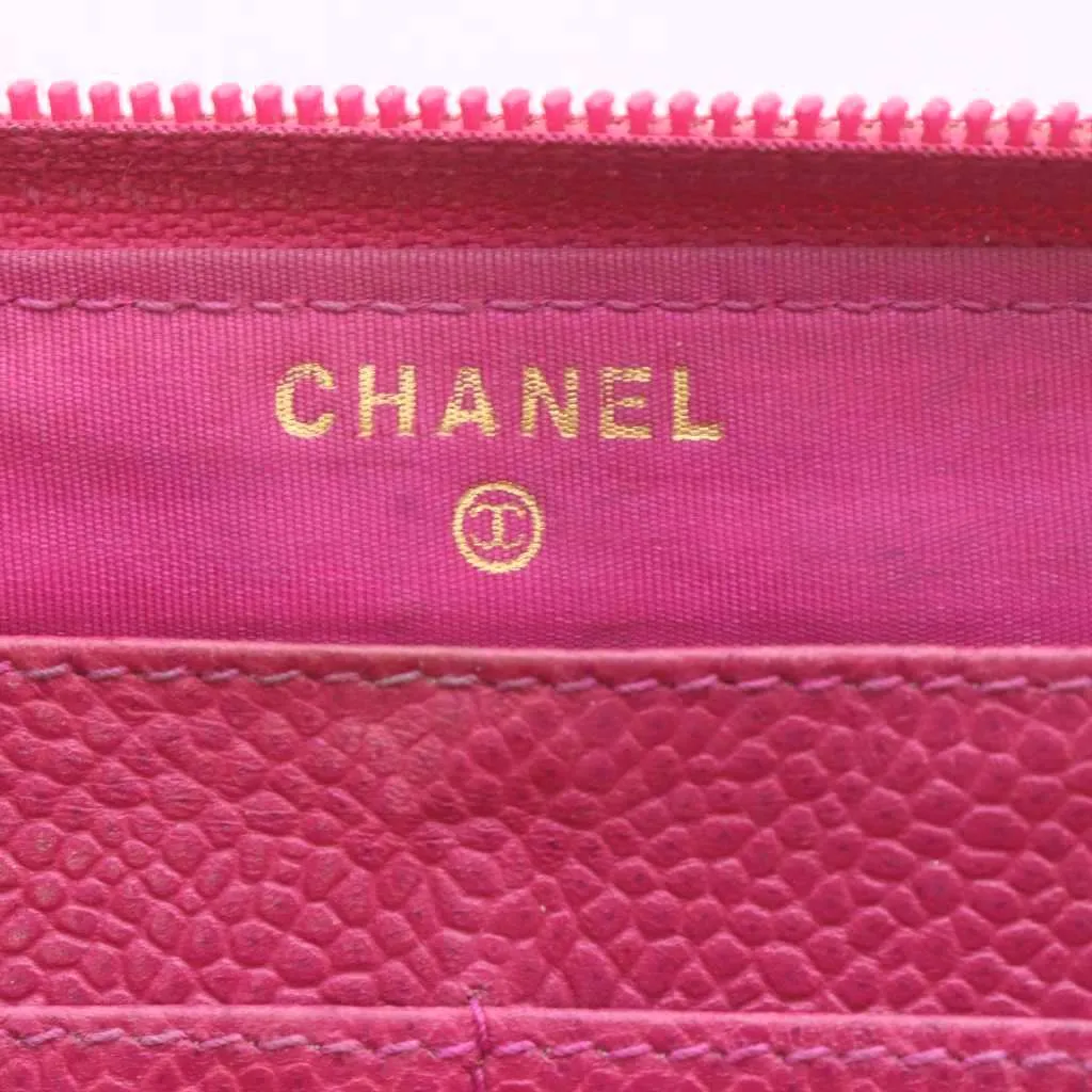 CHANEL キルティングレザー 長財布 ピンク シャネル CHANEL 長財布 ロングウォレット ウォレット ラウンド