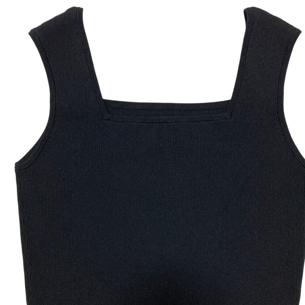 美品‼️未使用品。ロンハーマン　ブラック タンクトップ 24AW Ron Herman ロンハーマン Square Neck Rib Tank Top リブ タンク