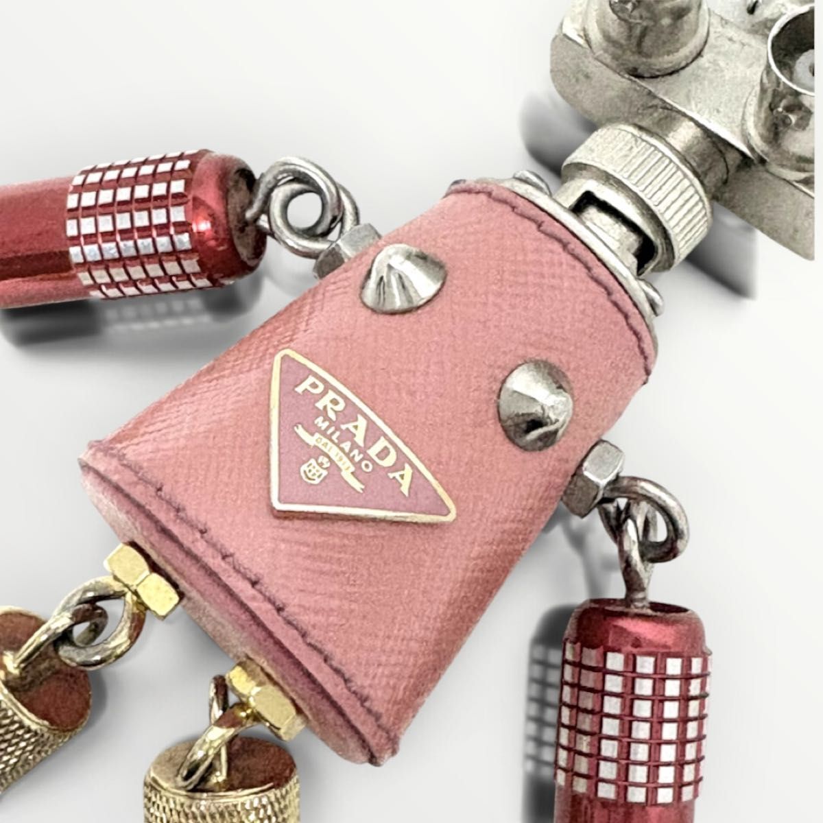 良品 PRADA プラダ サフィアーノ トリック ロボット キーリング バッグ