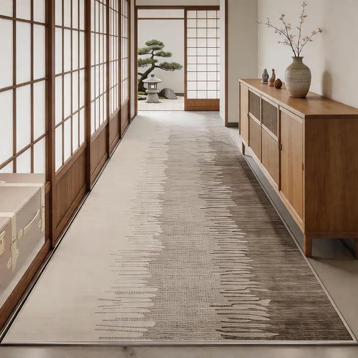 MEMETARO 廊下敷き 廊下マット 廊下カーペット 床保護 幅80cm 防音 濡れ防止 洗える 滑り止め 縁側 ズレない 抗菌防臭 厚さ5mm (K-06, 80x500cm)