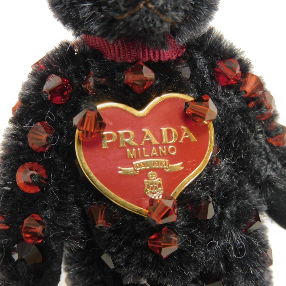 PRADA プラダ テディ ベア チャーム クマ ブラック レッド ゴールド