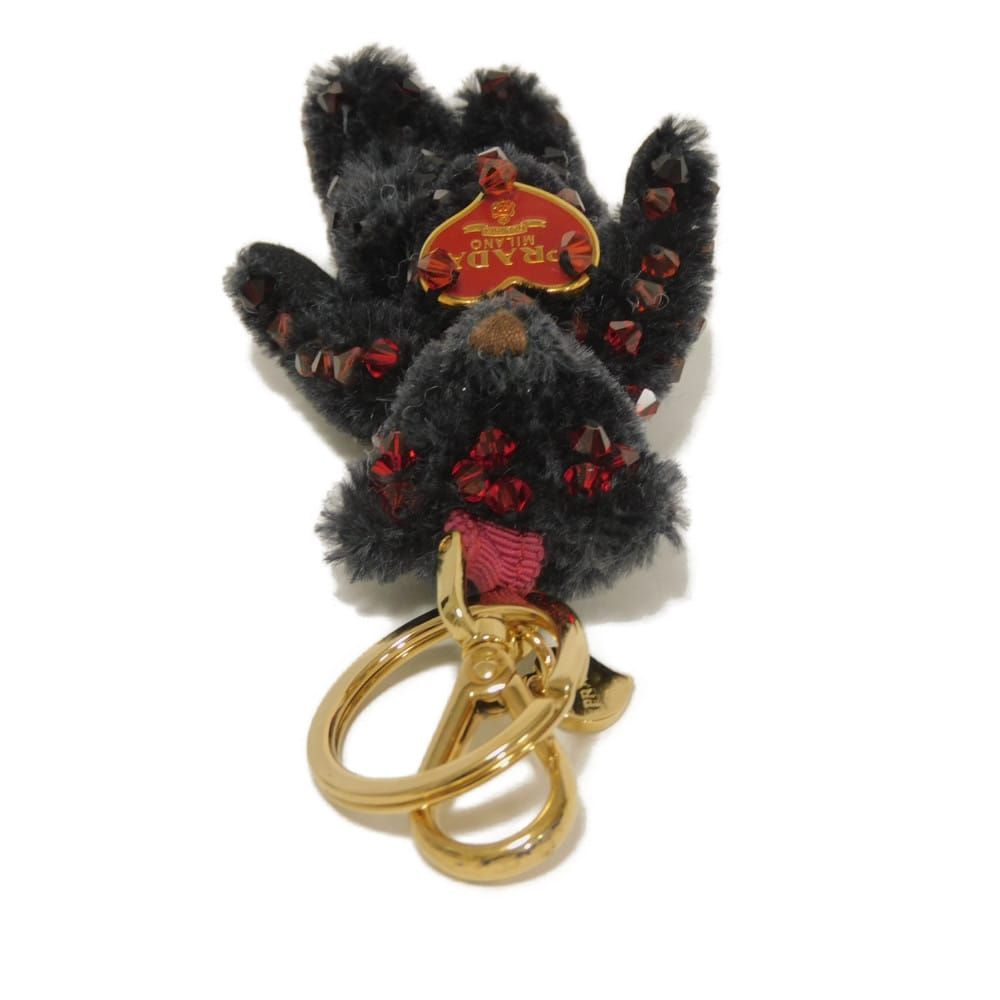PRADA プラダ テディ ベア チャーム クマ ブラック レッド ゴールド