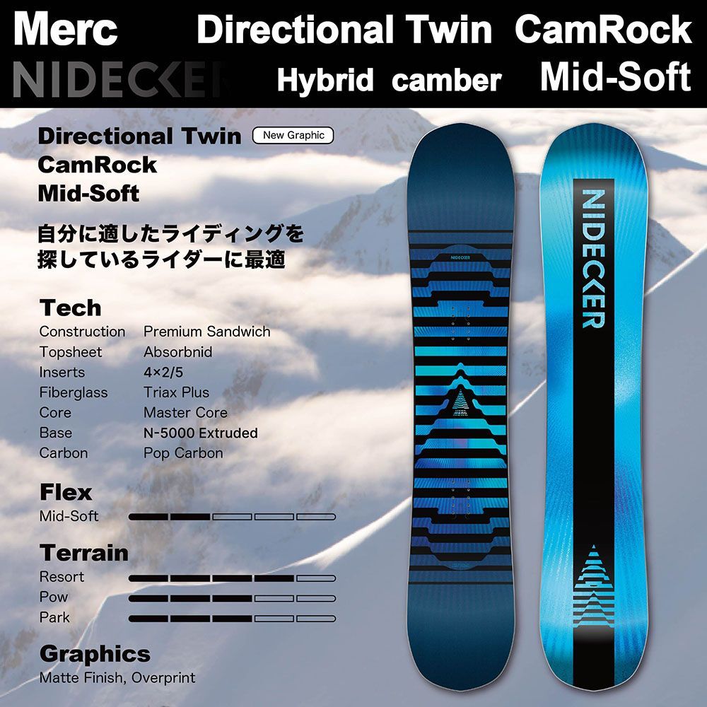 スノーボード スノボー NIDECKER MERC 2027 カムロック ハイブリット