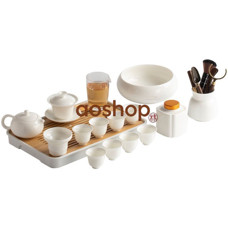 ティー セット 便利な 茶器 陶器製 茶ポット 蓋碗 茶碗 茶托 6点セット