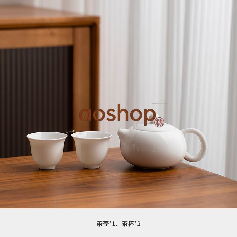 ティー セット 便利な 茶器 陶器製 茶ポット 蓋碗 茶碗 茶托 6点セット