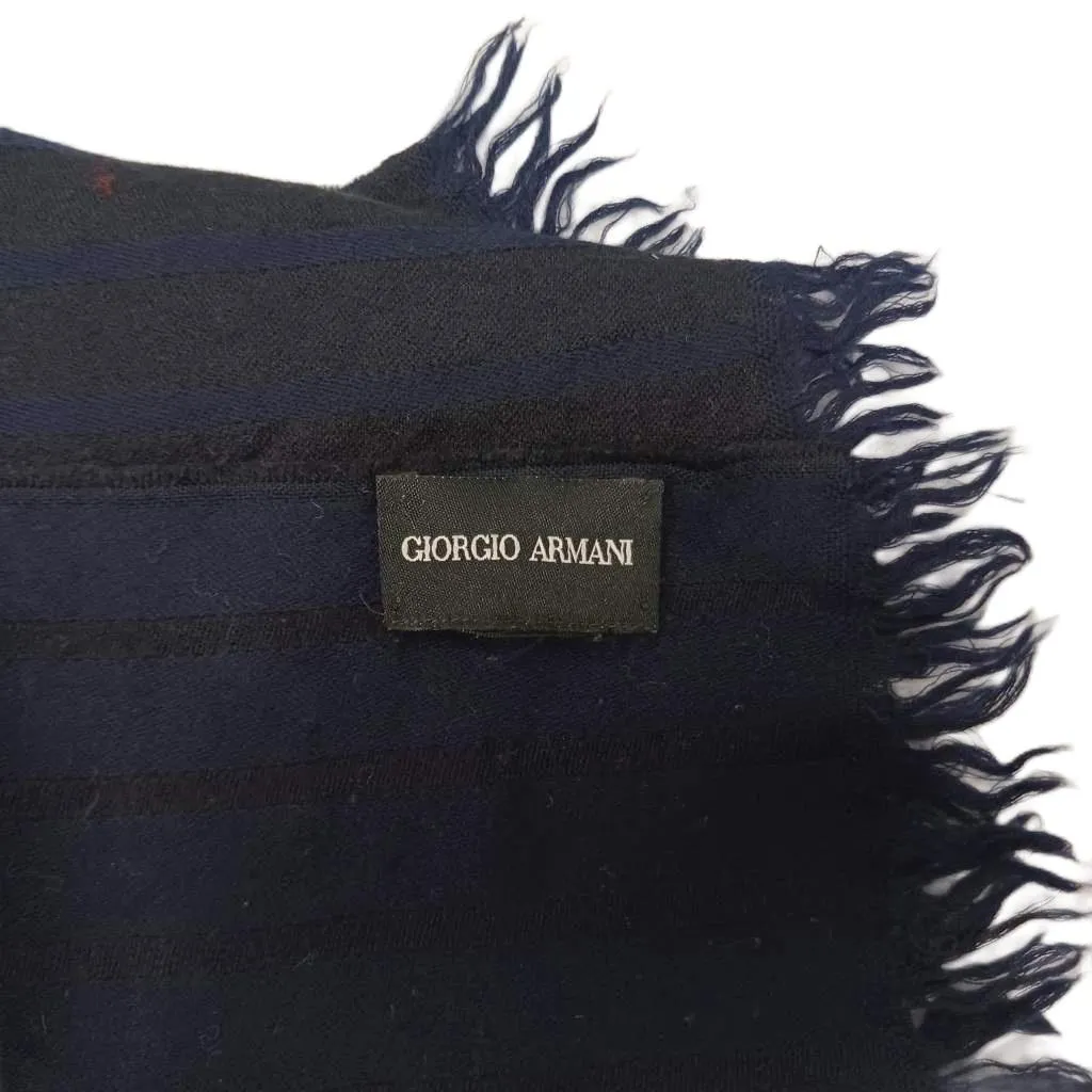ジョルジオアルマーニ GIORGIO ARMANI ストール フリンジ ストライプ柄