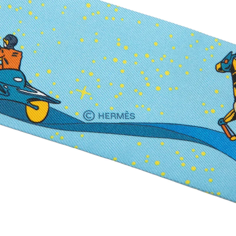 エルメス ツイリー スペース ダービー Space Derby スカーフ ブルー