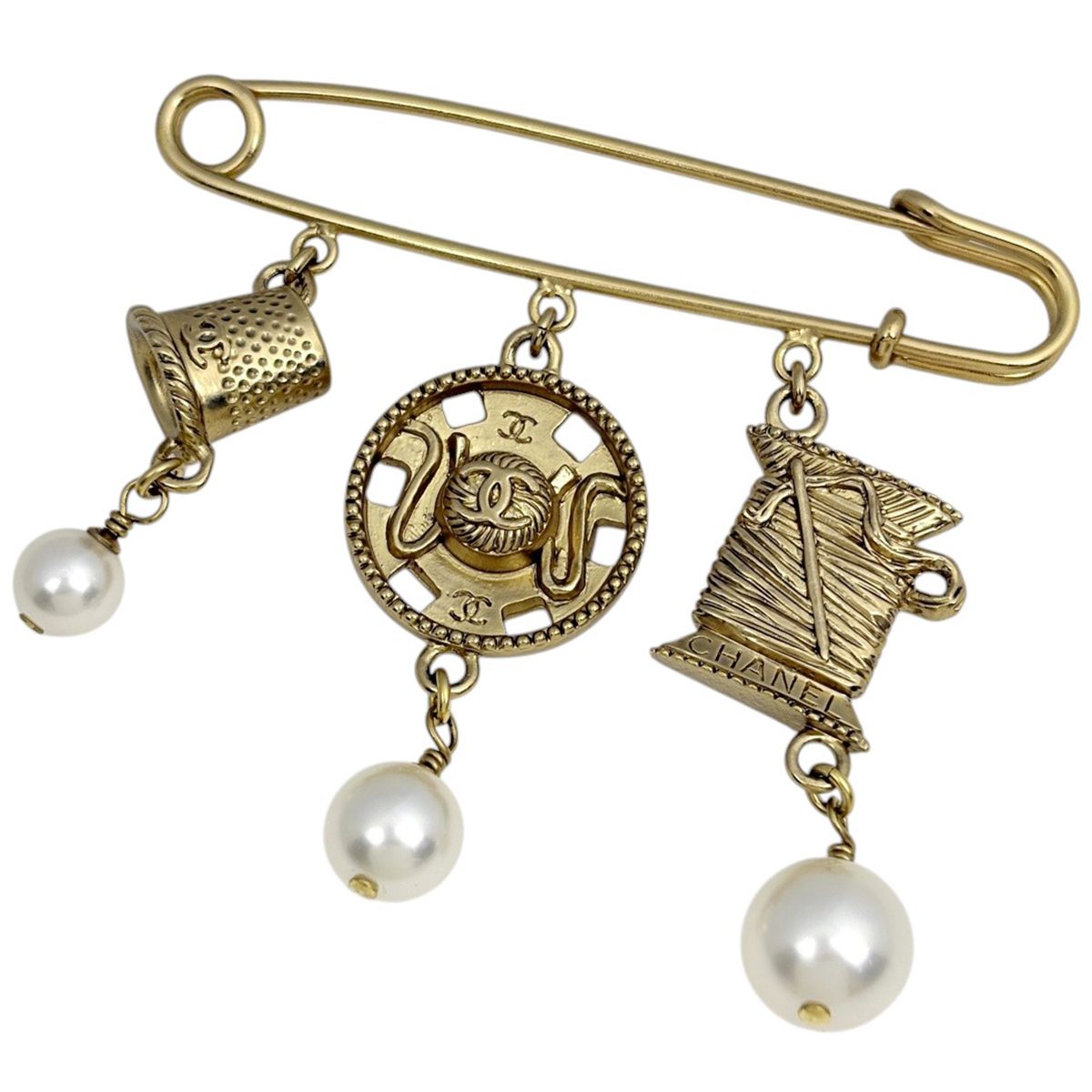 シャネル CHANEL ブローチ ココマーク GP フェイクパール ゴールド